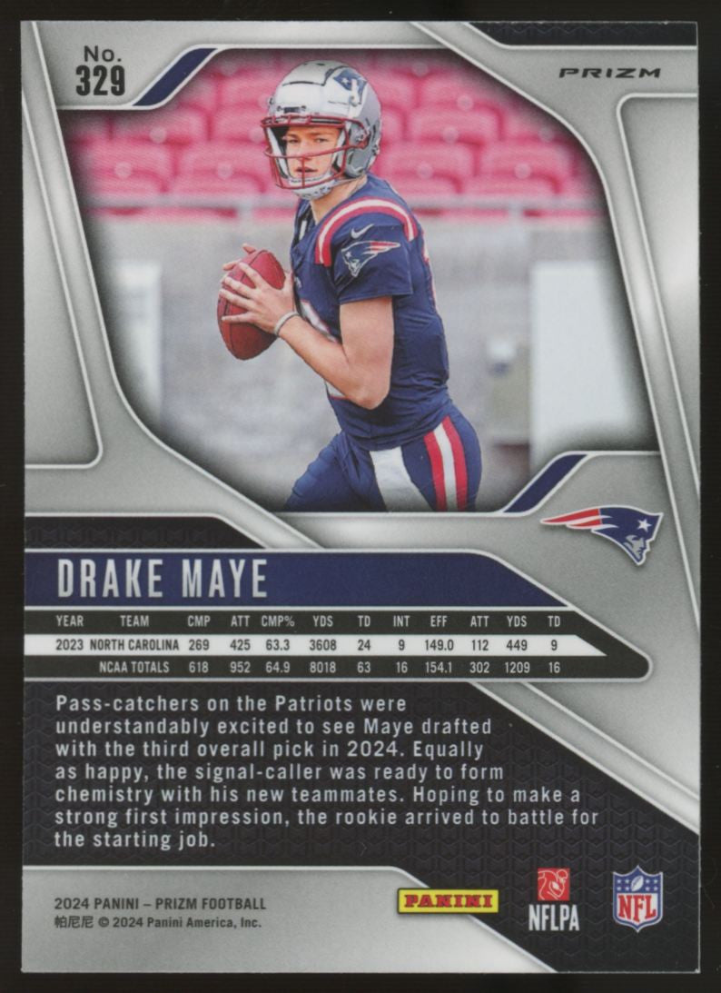 2024 Prizm Drake Maye RC Orange Lazer #329 "C"