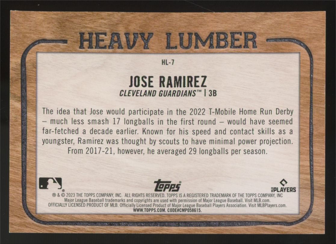 2023 Topps Series One Jose Ramirez Heavy Lumber SSP #HL-7