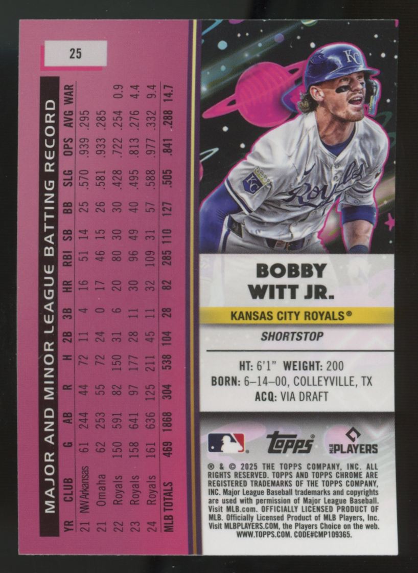 2025 Topps Chrome Cosmic Bobby Witt Jr. Aqua Equinox Refractor /199 #25