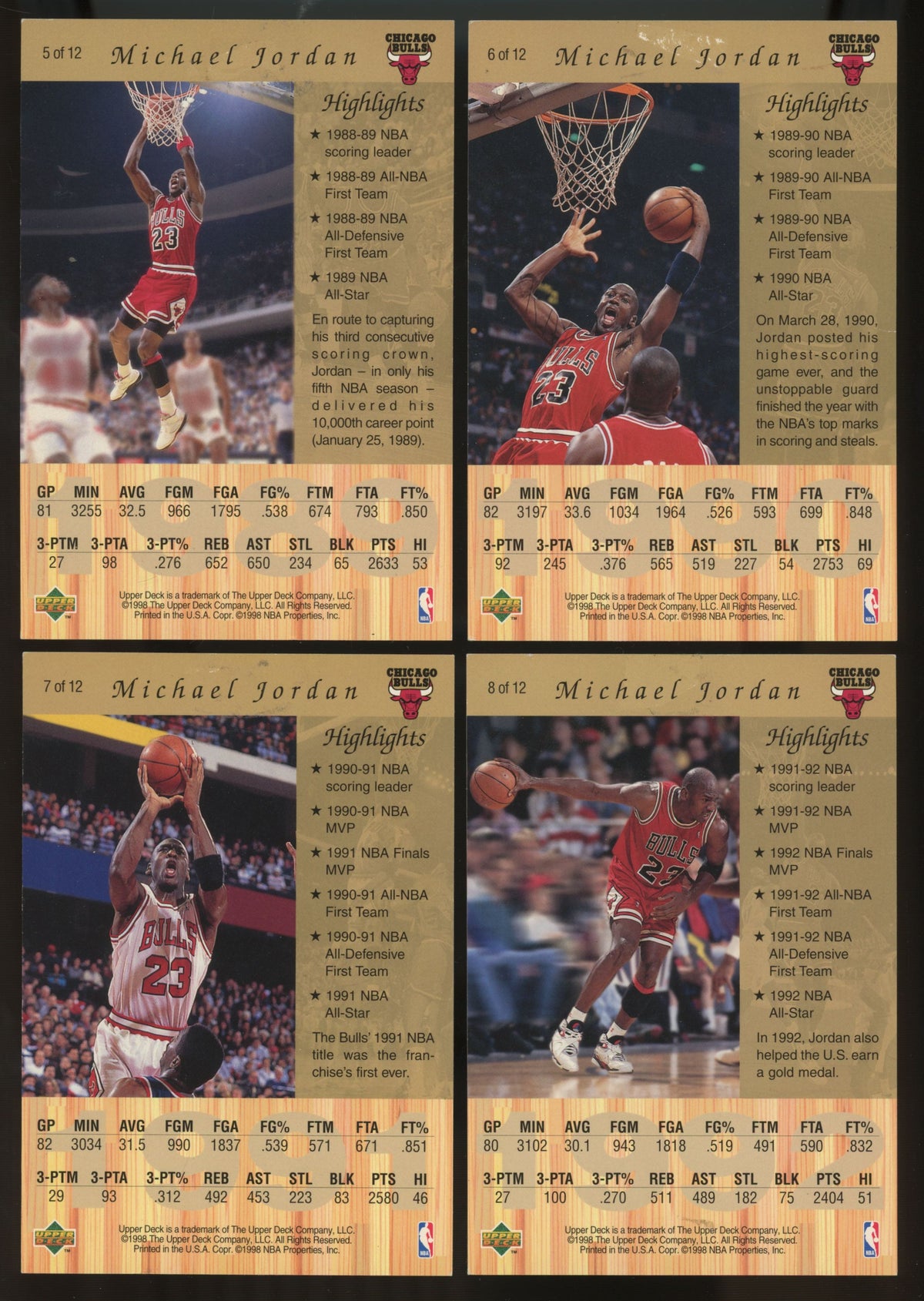 1997-98 Upper Deck Michael Jordan Gatorade Complete Set (12/12) Low Grade