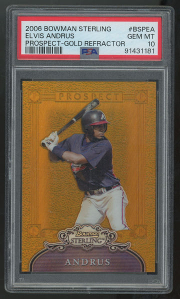 2006 Bowman Sterling Elvis Andrus Prospect Gold Refractor /10 #BSP-EA PSA 10