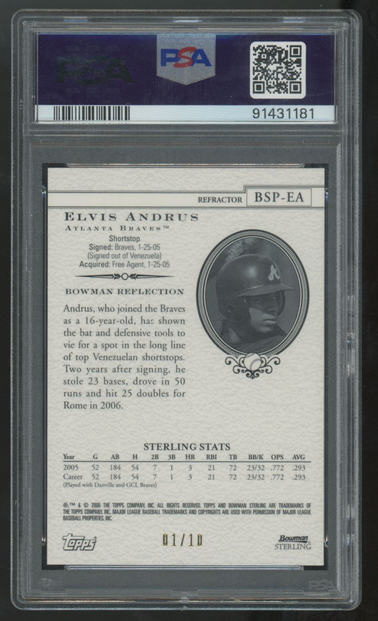 2006 Bowman Sterling Elvis Andrus Prospect Gold Refractor /10 #BSP-EA PSA 10