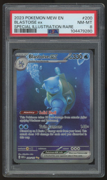 2023 Pokemon Blastoise ex 151 Special Illustration Rare #200 PSA 8 (B)