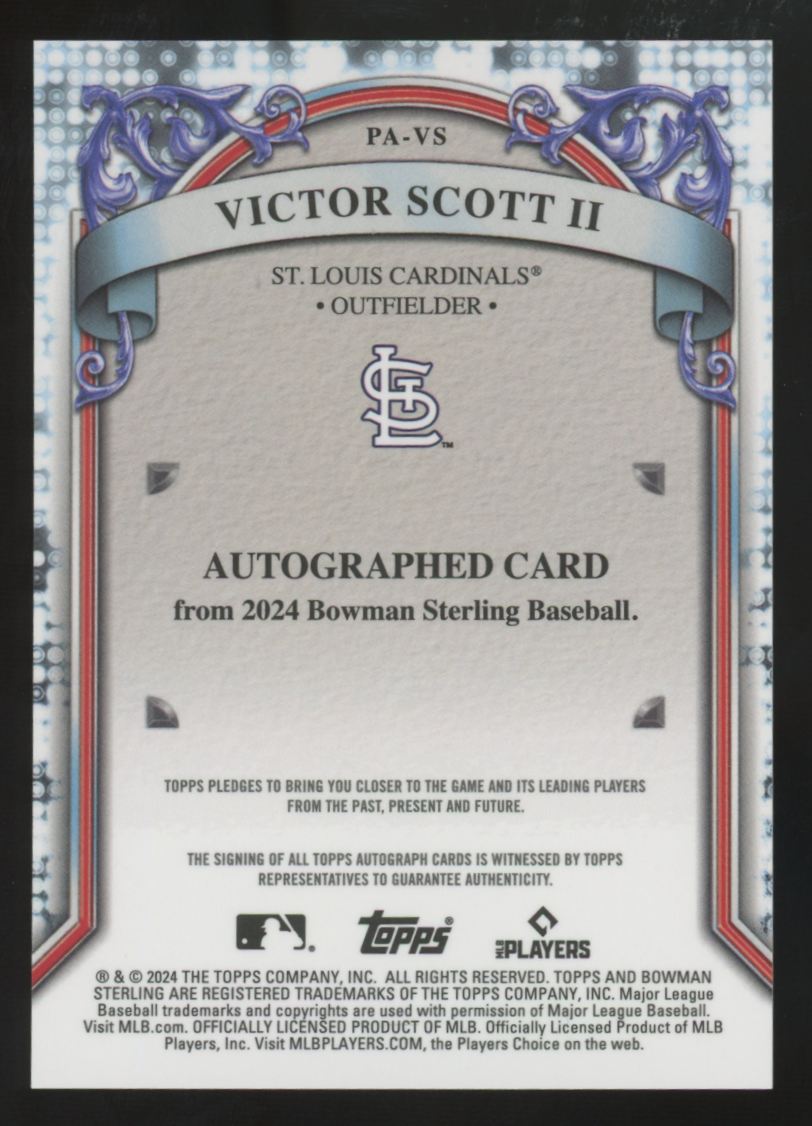 2024 Bowman Sterling Victor Scott II Prospect Orange Refractor Auto /75 #PA-VS