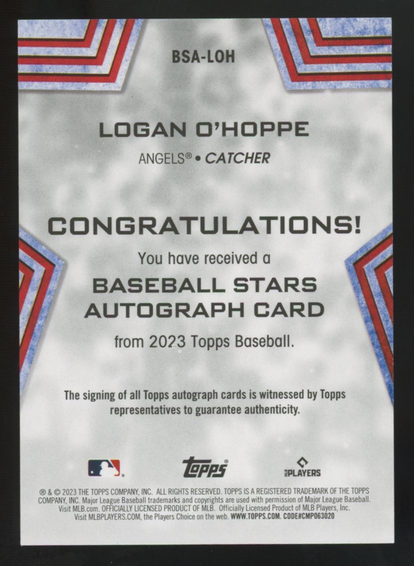 2023 Topps Series Two Logan O'Hoppe RC Baseball Stars Auto #BSA-LOH "A"