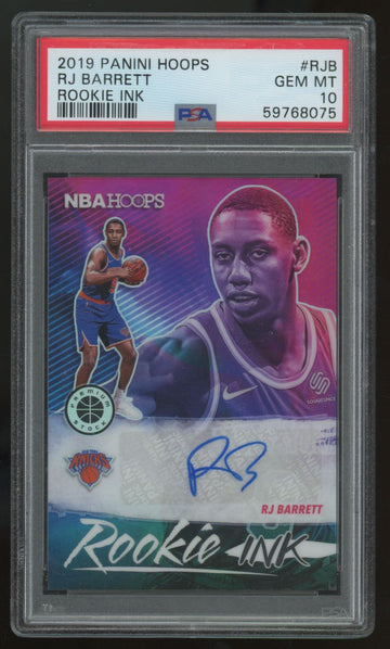 2019-20 Hoops Premium Stock RJ Barrett RC Rookie Ink Auto #RI-RJB PSA 10