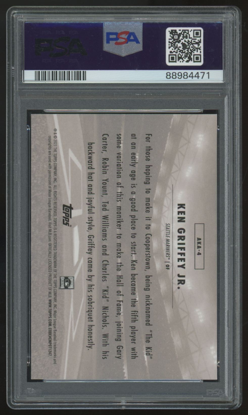 2023 Topps Update Ken Griffey Jr. AKA The Kid SSP #AKA-4 PSA 10