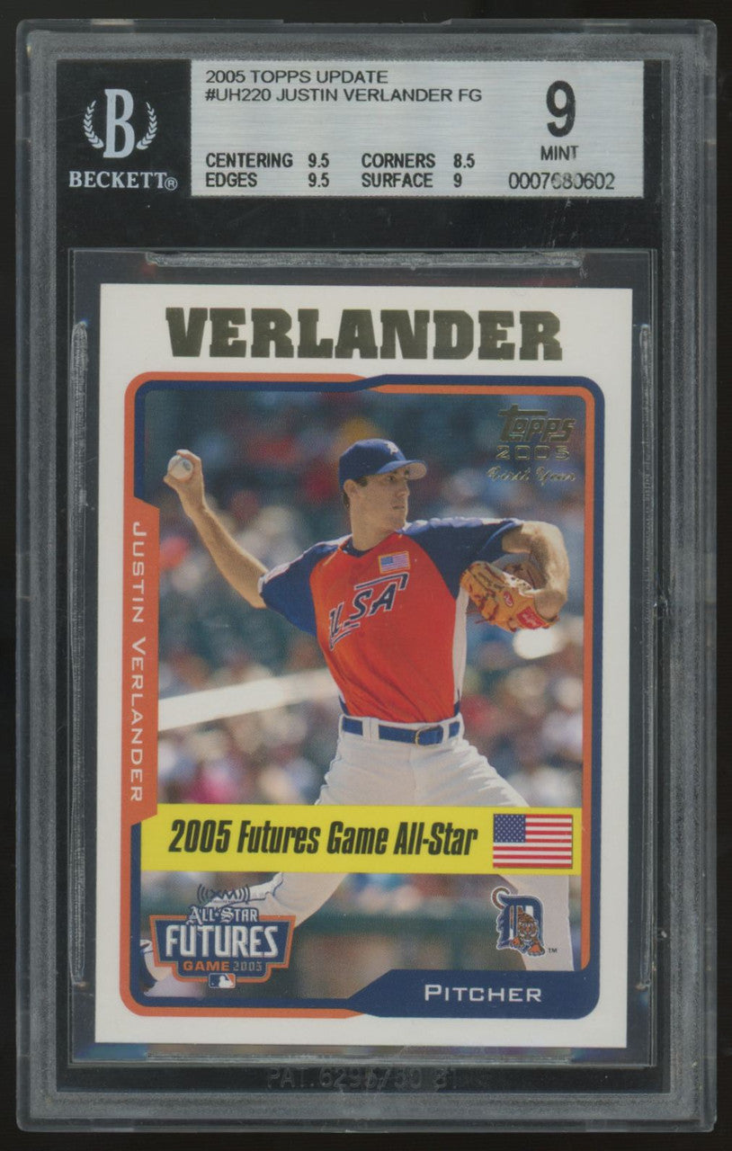 2005 Topps Update Justin Verlander RC First Year #UH220 BGS 9