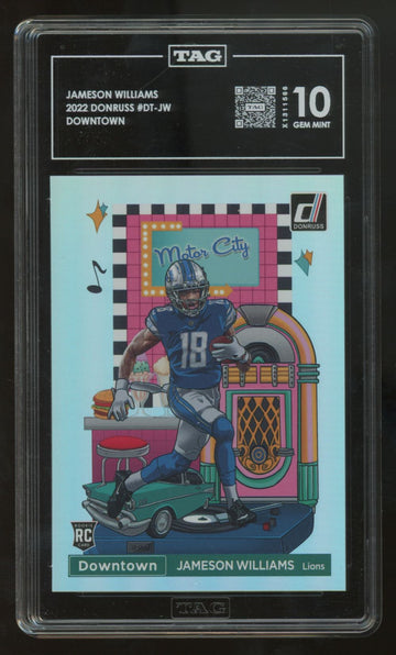 2022 Panini Donruss Jameson Williams RC Downtown SSP #DT-JW TAG 10