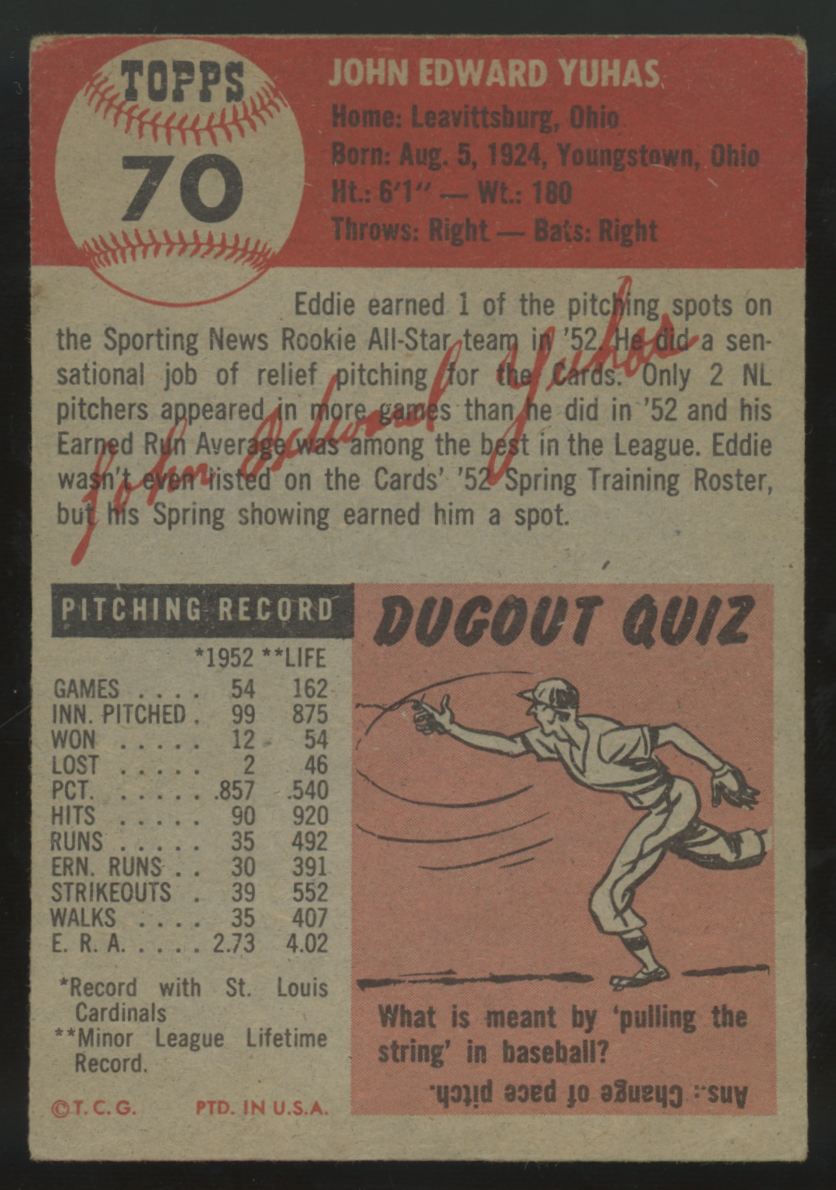 1953 Topps Ed Yuhas #70 VG
