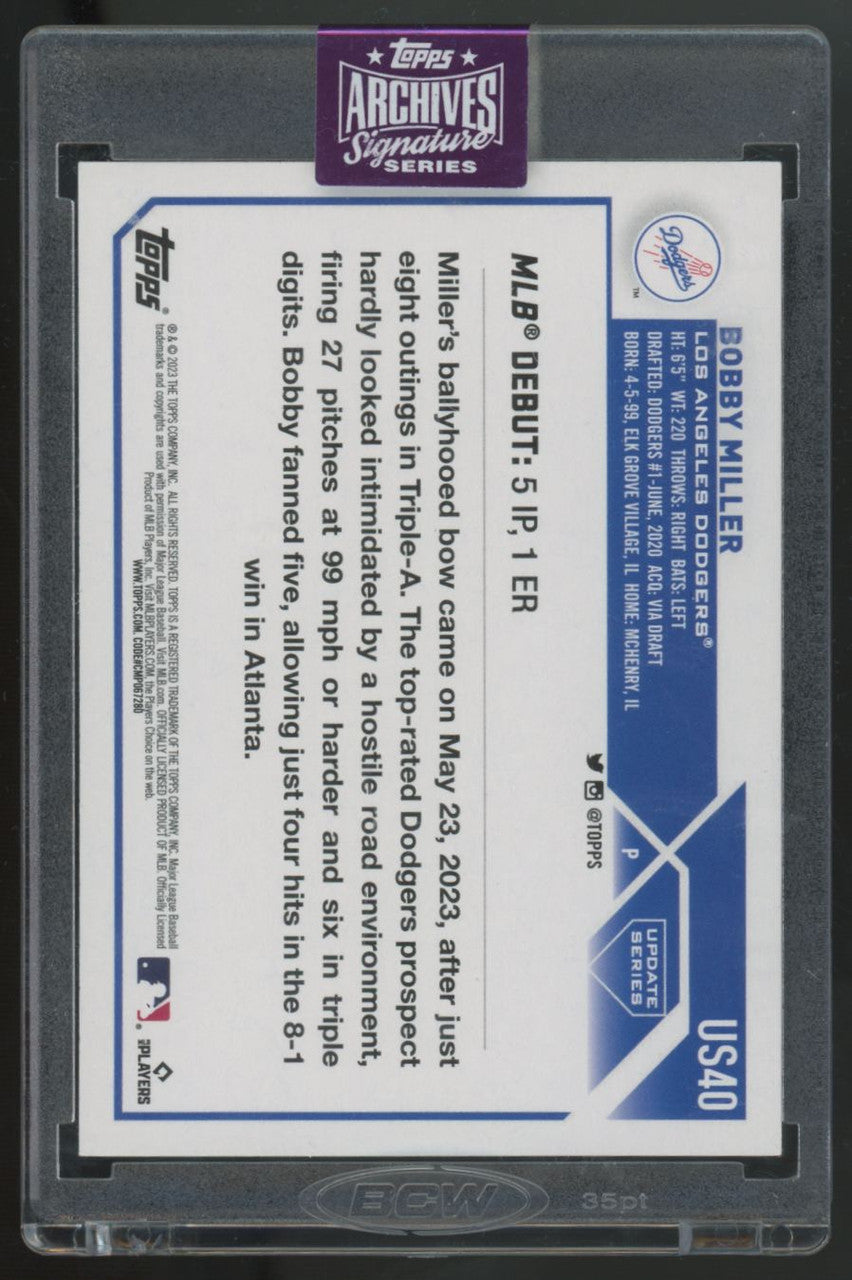 2025 Topps Archives Signature Series Bobby Miller Auto /20 #US40 "A"