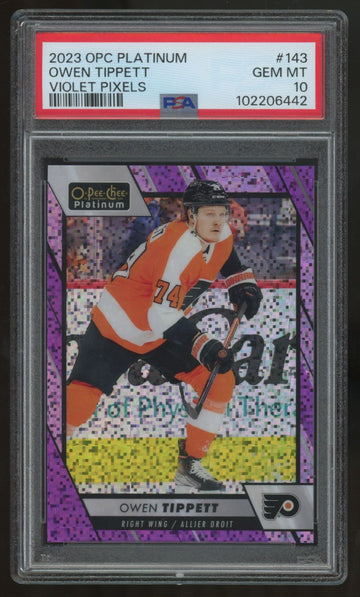 2022-23 O-Pee-Chee Platinum Owen Tippett Violet Pixels /299 #143 PSA 10