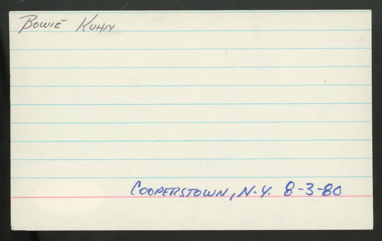 Bowie Kuhn Signed Autographed Index Card JSA