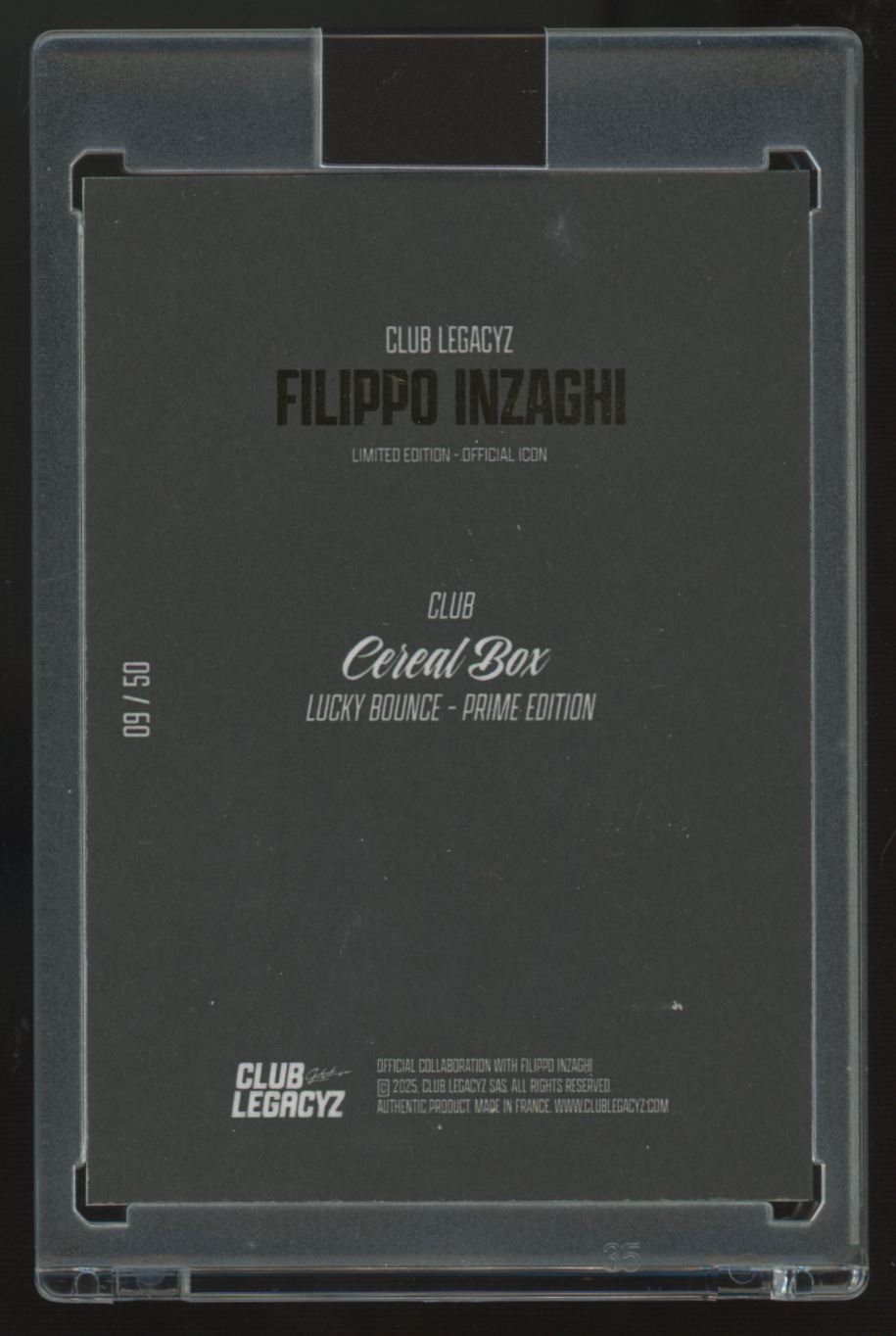 2025 Club Legacyz Filippo Inzaghi Cereal Box Lucky Bounce Prime /50