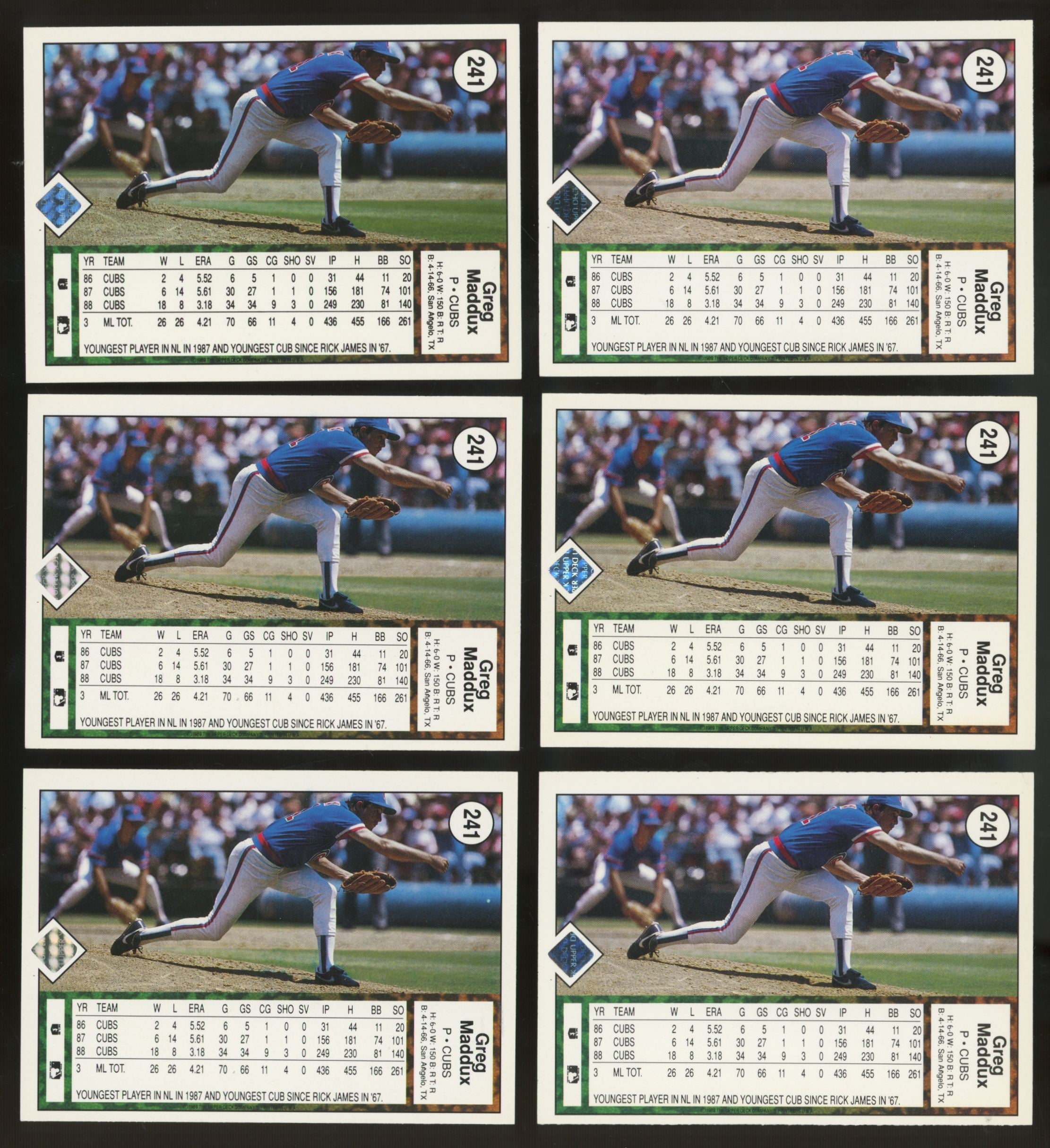 1989 Upper Deck Greg Maddux #241 (Lot of 50)