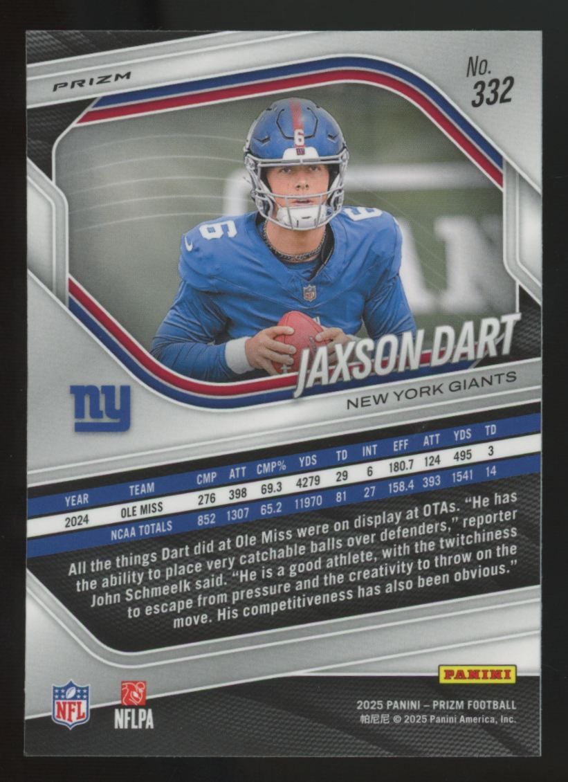 2025 Panini Prizm Jaxson Dart RC Lazer #332