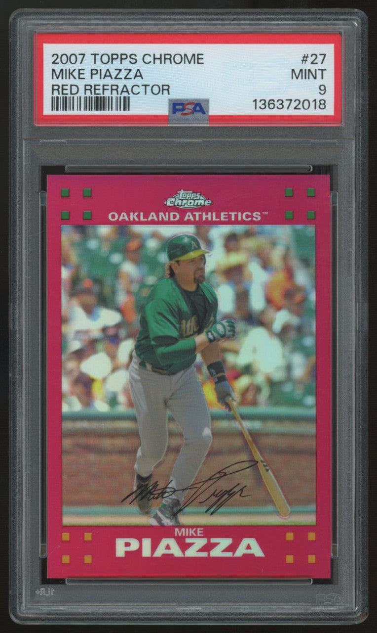 2007 Topps Chrome Mike Piazza Red Refractor /99 #27 PSA 9