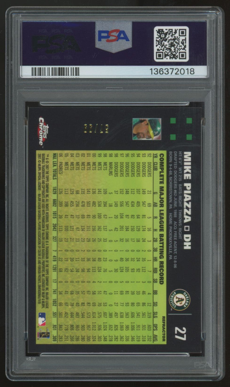 2007 Topps Chrome Mike Piazza Red Refractor /99 #27 PSA 9