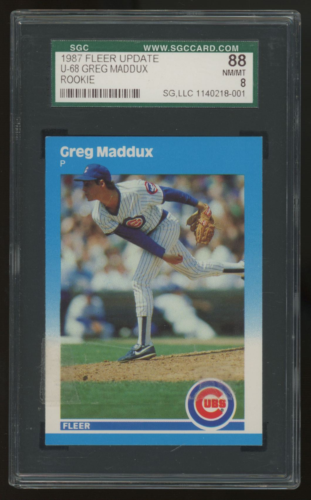 1987 Fleer Update Greg Maddux RC #U-68 SGC 8
