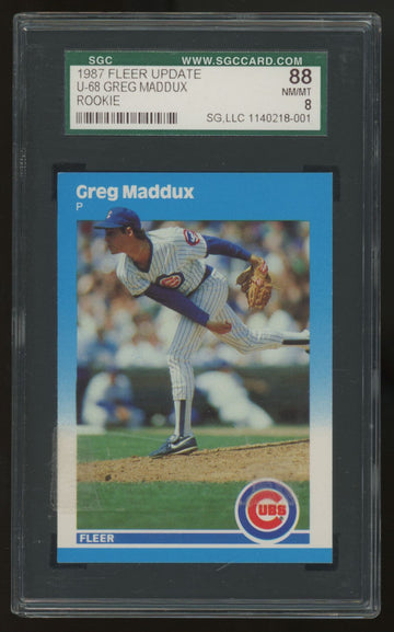 1987 Fleer Update Greg Maddux RC #U-68 SGC 8