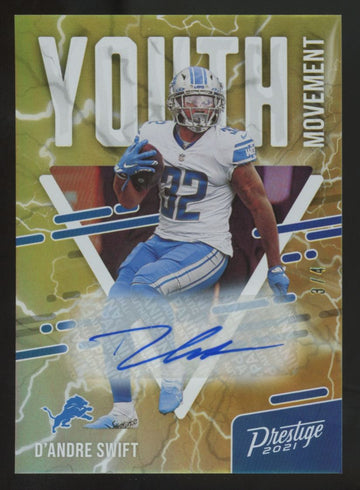 2021 Panini Prestige D'Andre Swift Gold Youth Movement Xtra Points Auto /4 #YM-3