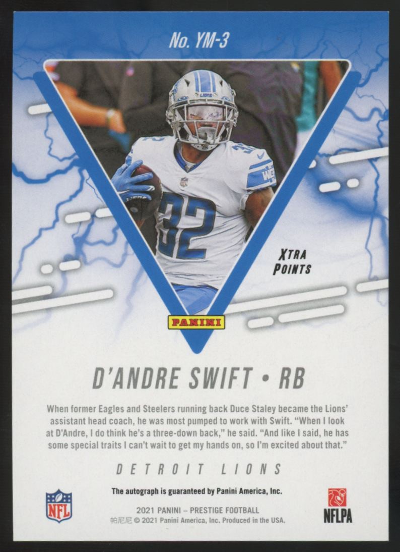 2021 Panini Prestige D'Andre Swift Gold Youth Movement Xtra Points Auto /4 #YM-3