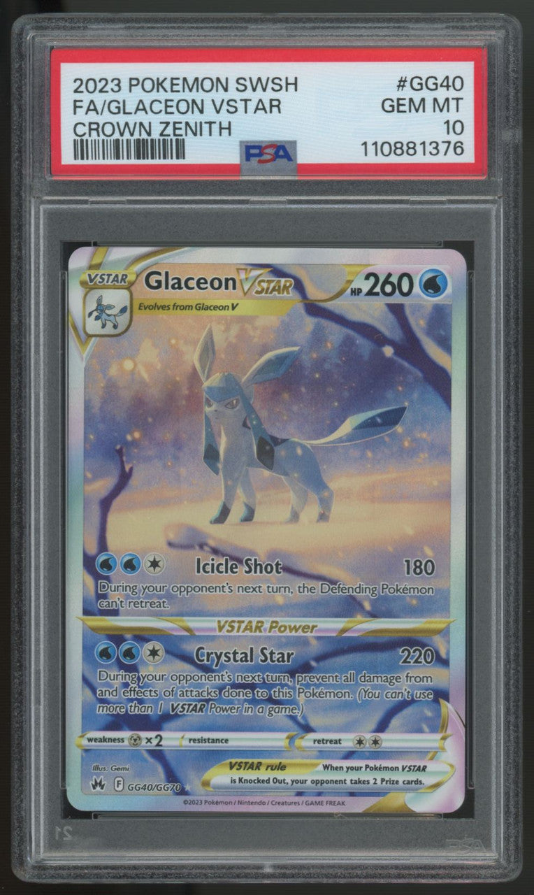 2023 Pokemon Glaceon VSTAR Crown Zenith Full Art #GG40 PSA 10