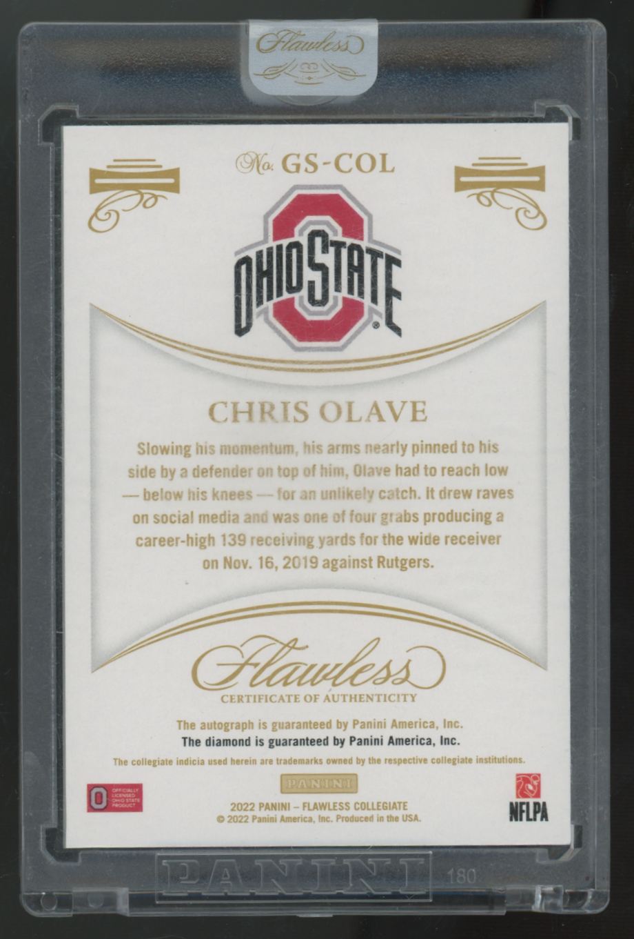 2022 Panini Flawless Collegiate Chris Olave Diamond Auto /25 #GS-COL