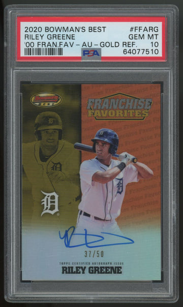 2020 Bowman's Best Riley Greene Franchise Favorites Auto Gold /50 PSA 10