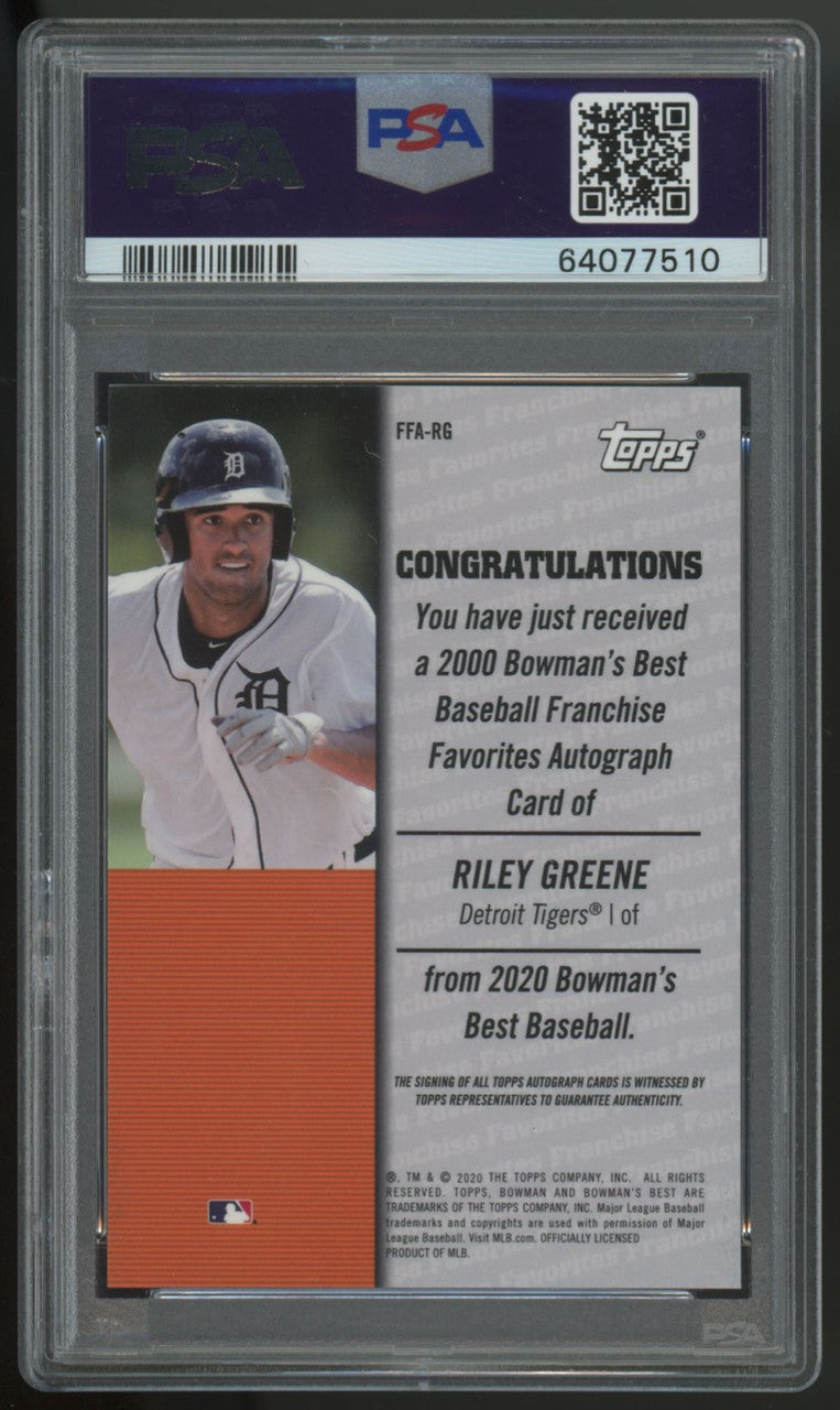 2020 Bowman's Best Riley Greene Franchise Favorites Auto Gold /50 PSA 10