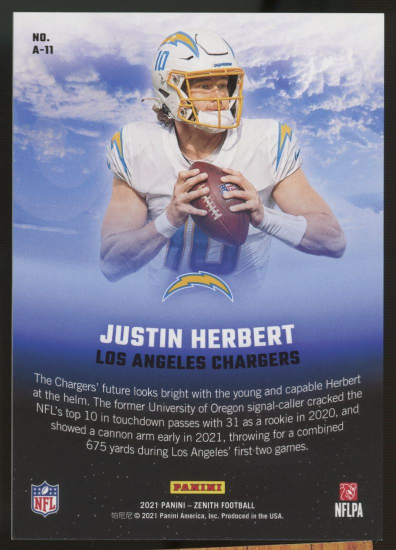 2021 Zenith Football Justin Herbert Aerial SSP #A-11