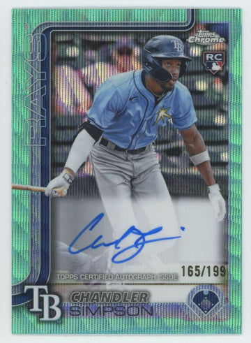 2025 Topps Chrome Chandler Simpson RC Aqua Wave Auto /199 #RA-CSI