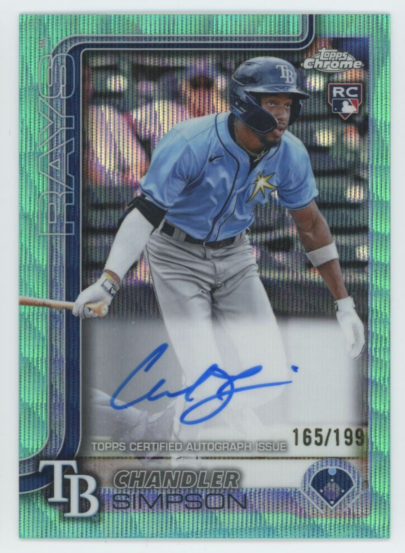 2025 Topps Chrome Chandler Simpson RC Aqua Wave Auto /199 #RA-CSI