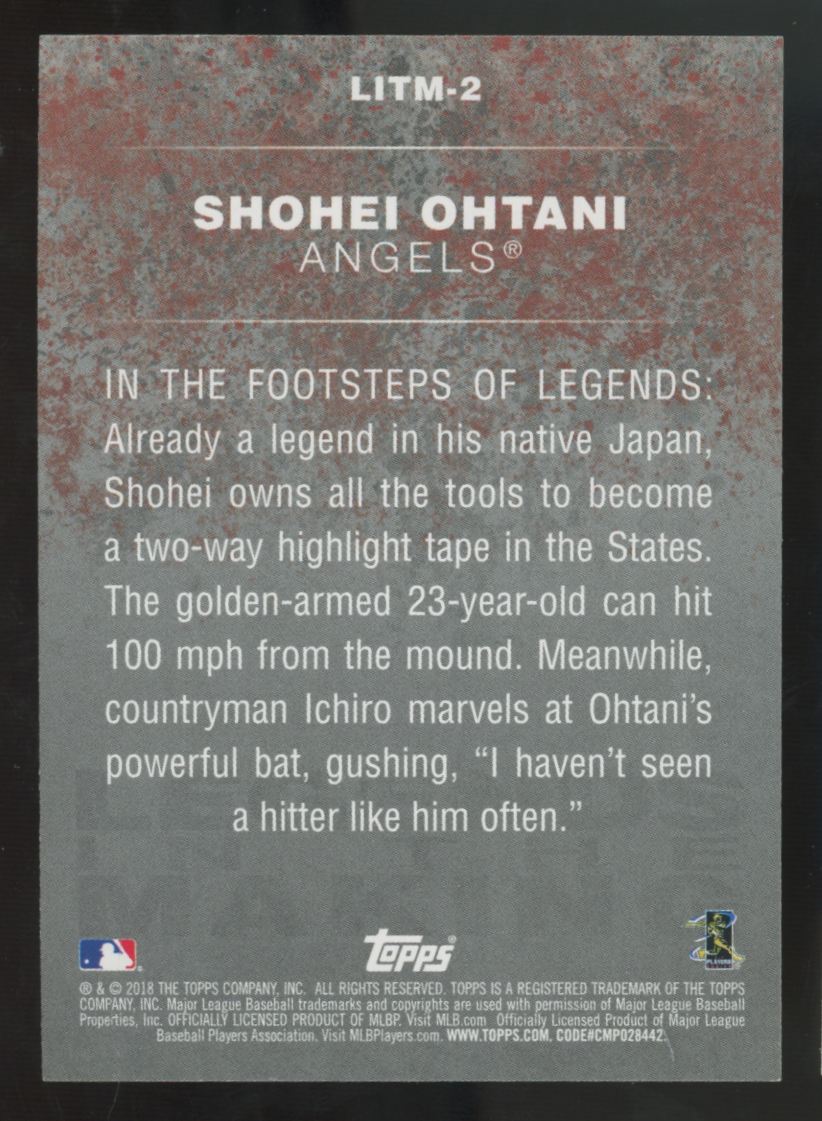 2018 Topps Series Two Shohei Ohtani RC Blue Legends In The Making #LITM-2