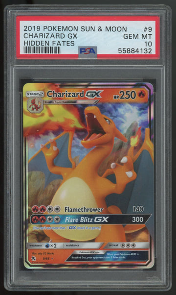 Pokemon Charizard GX Hidden Fates Holo #9 PSA 10