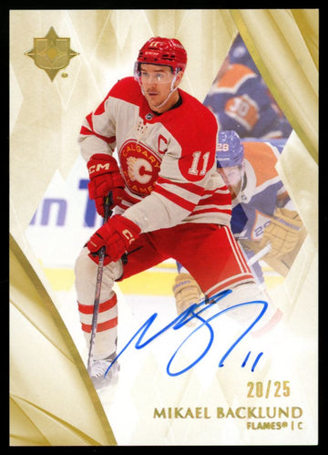 2023-24 Upper Deck Ultimate Mikael Backlund Gold Auto /25 #58