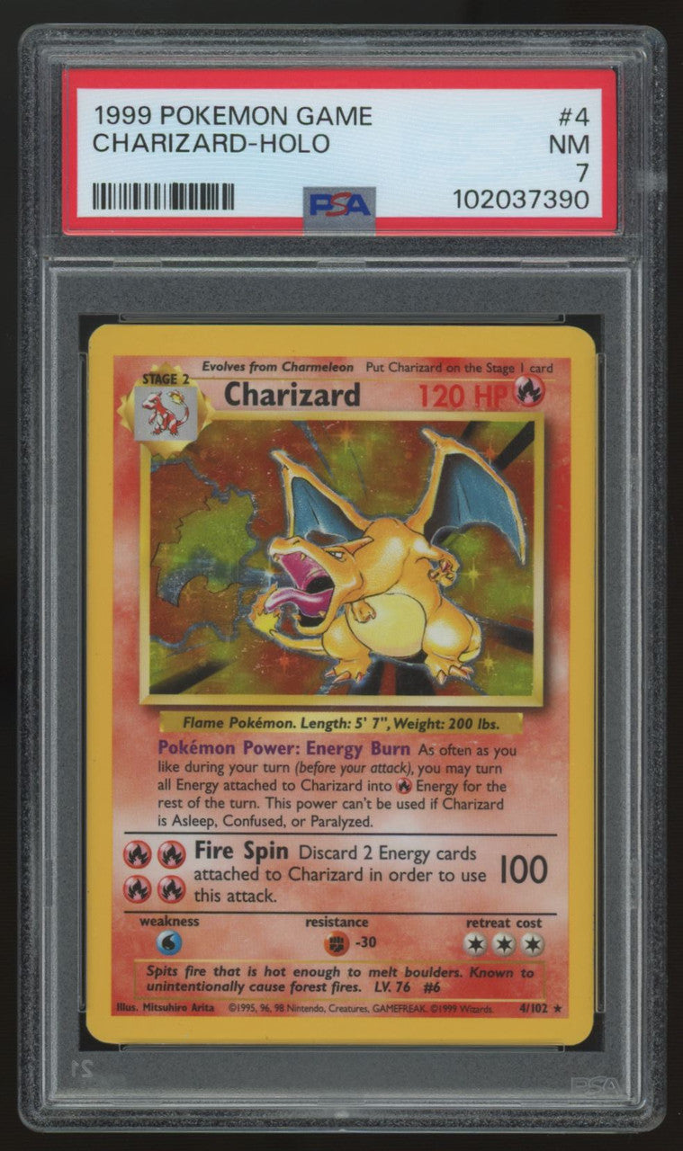1999 Pokemon Charizard Base Set Unlimited Holo #4 PSA 7 (B)