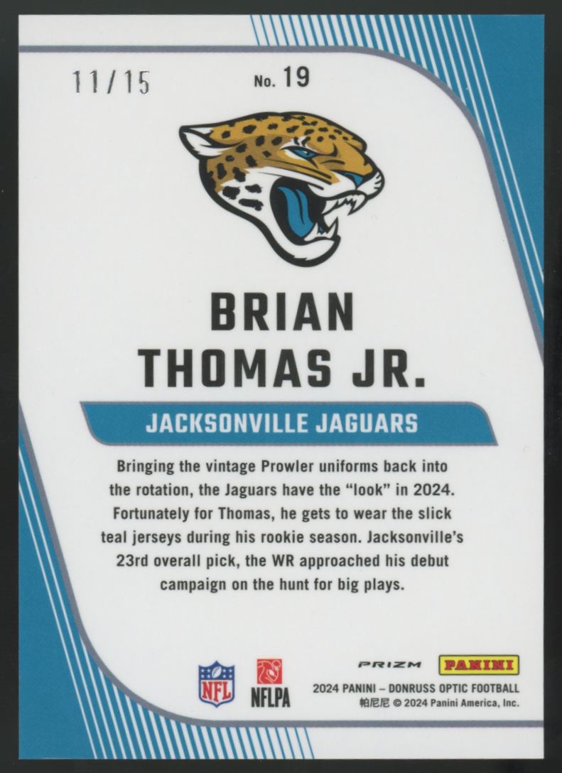 2024 Panini Donruss Optic Brian Thomas Jr. RC Primary Colors Ice /15 #19