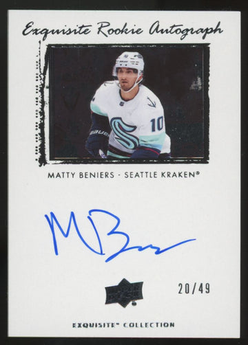 2022-23 UD Exquisite Collection Matty Beniers RC 2009-10 Auto /49 #09T-BE