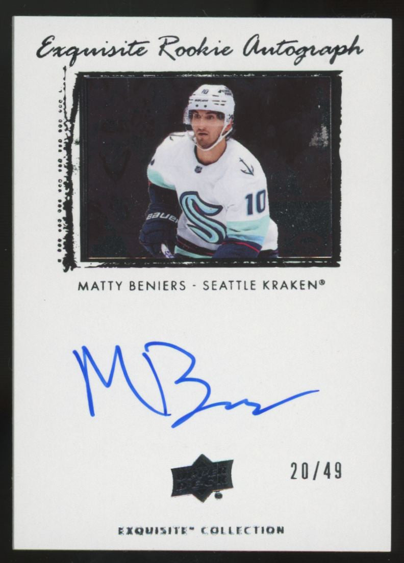 2022-23 UD Exquisite Collection Matty Beniers RC 2009-10 Auto /49 #09T-BE
