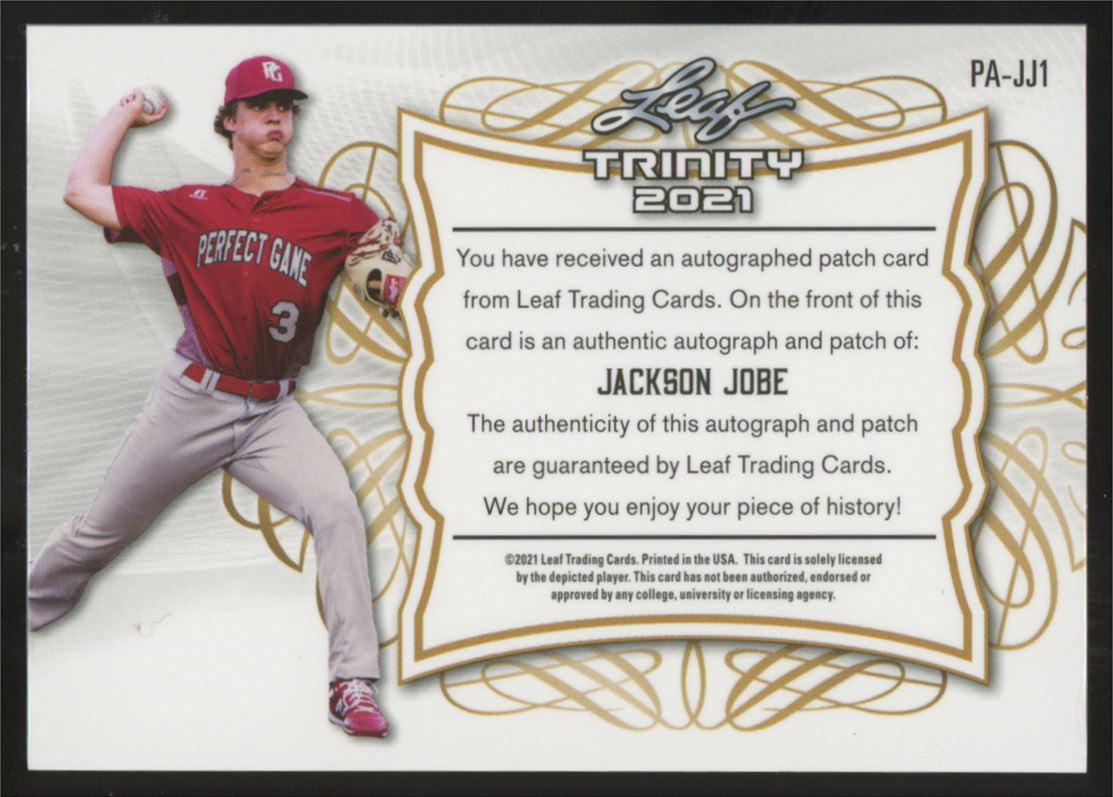 2021 Leaf Trinity Jackson Jobe RC Blue Patch Auto RPA /99 #PA-JJ1