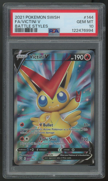 2021 Pokemon Victini V Battle Styles Full Art #144 PSA 10