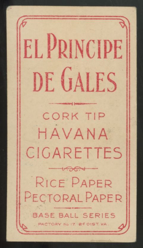 1911 T206 Fred Payne El Principe De Gales EPDG Back VG/EX