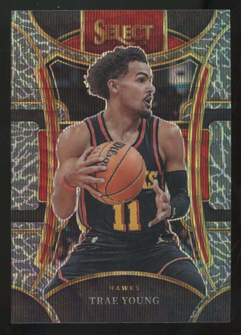 2023-24 Panini Select Trae Young Mezzanine Elephant Prizm SSP #358