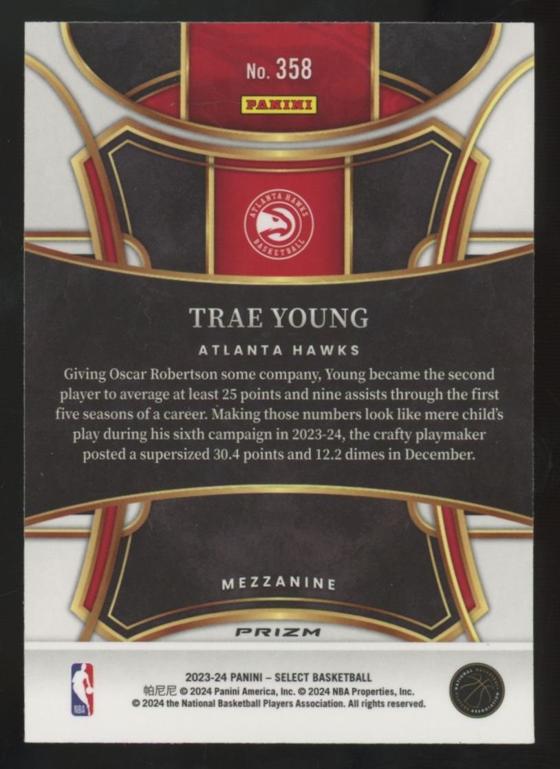 2023-24 Panini Select Trae Young Mezzanine Elephant Prizm SSP #358
