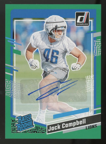 2023 Panini Donruss Jack Campbell RC Rated Rookie Green Auto #330