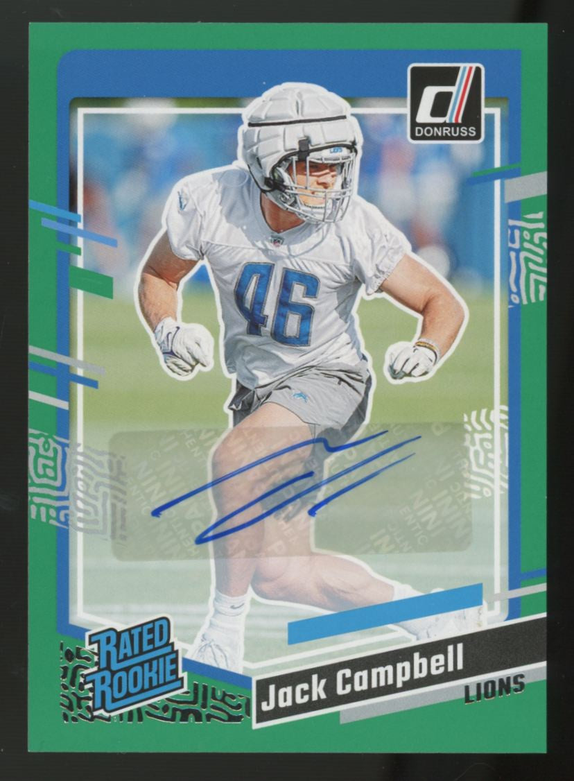 2023 Panini Donruss Jack Campbell RC Rated Rookie Green Auto #330