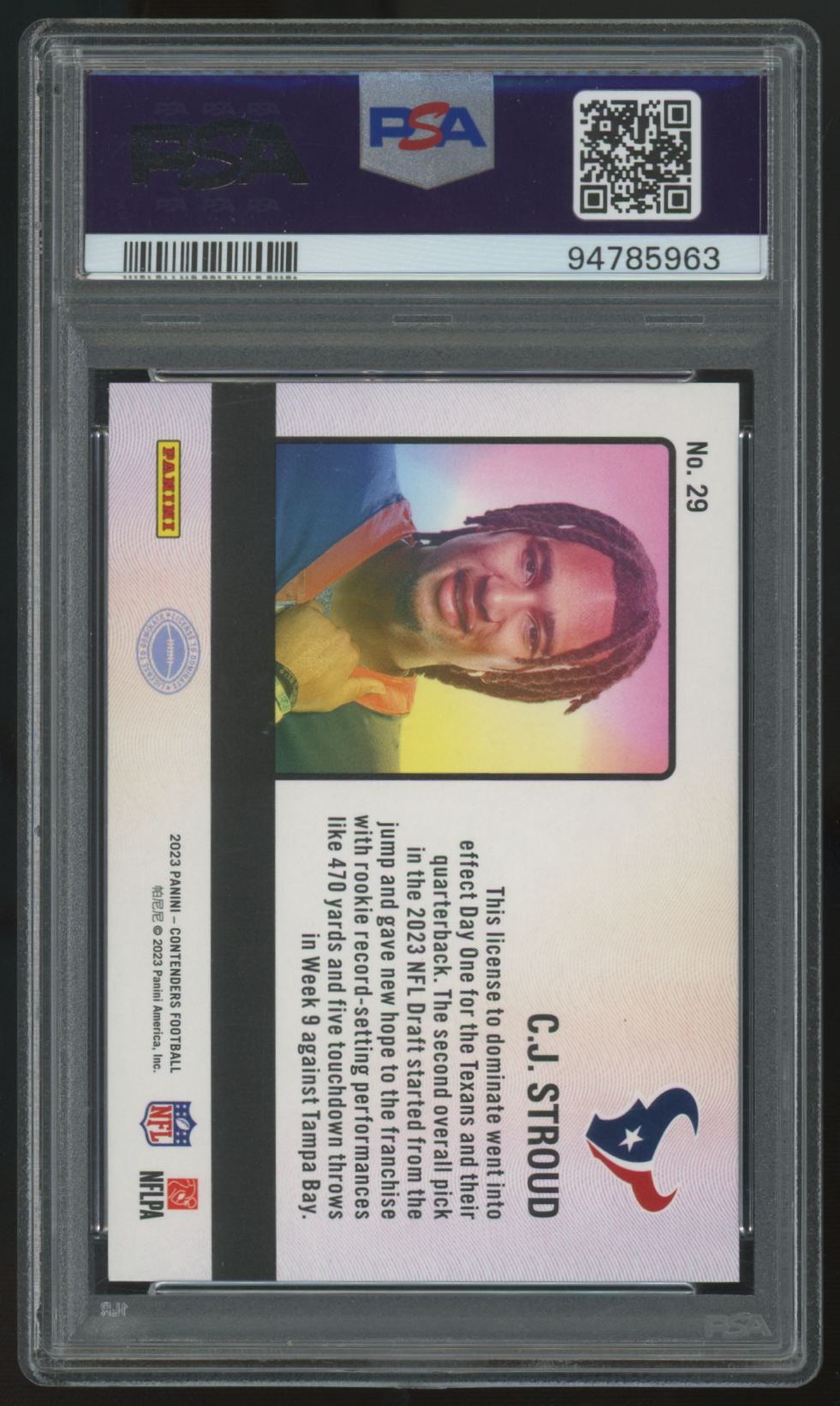 2023 Panini Contenders C.J. Stroud RC License To Dominate SSP #29 PSA 9