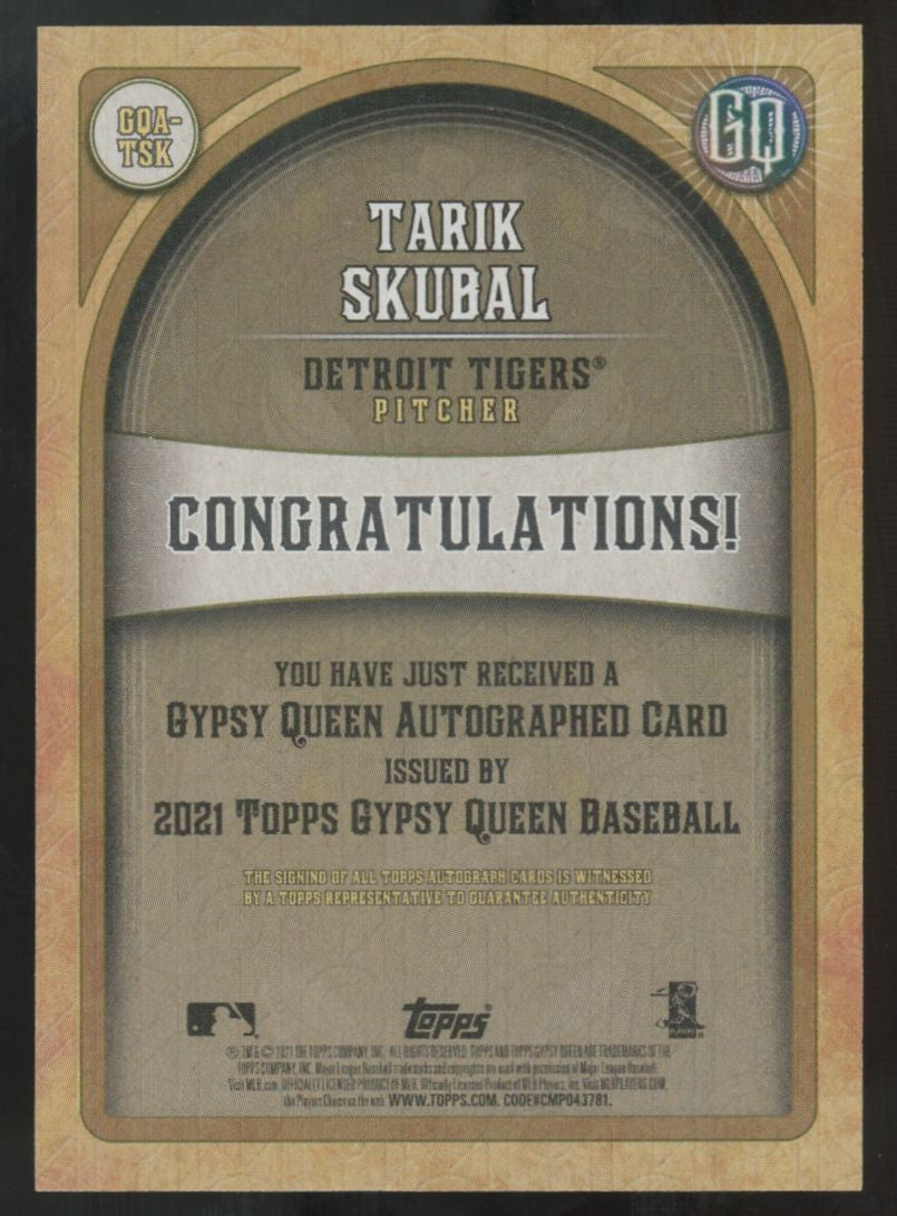 2021 Topps Gypsy Queen Tarik Skubal RC Auto #GQA-TSK