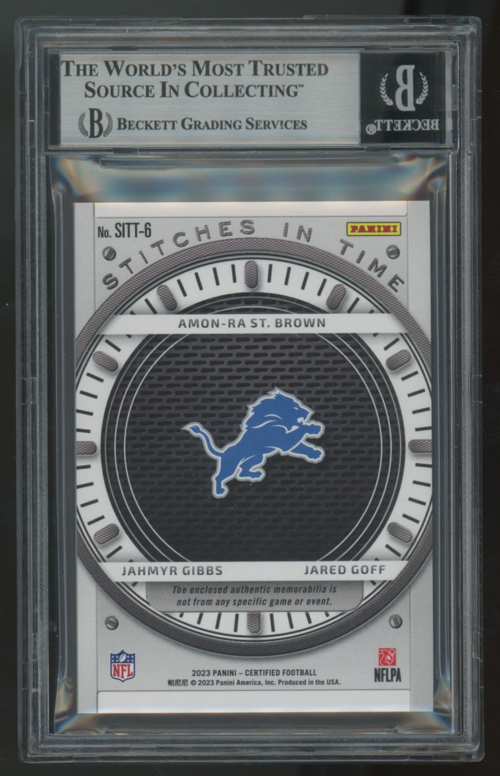 2023 Certified St. Brown/Gibbs/Goff Mirror Pink Etch Triple Patch /35 BGS 9